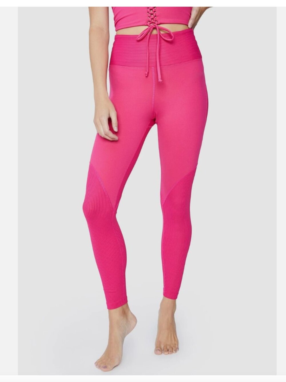 Year of Ours Teddy High Waisted Ribbed Leggings Magenta Hot Pink Women's XS